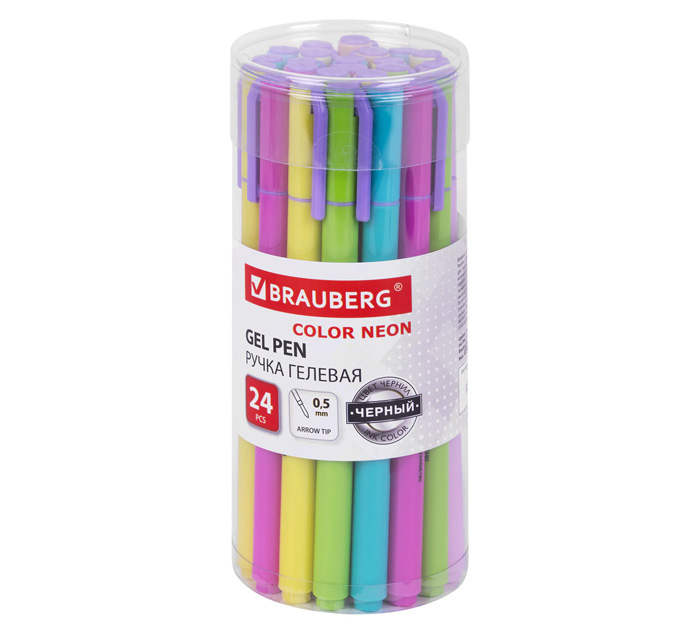 Ручка гелевая Brauberg «Color Neon» черный стержень, узел 0.5мм, линия письма 0.35мм