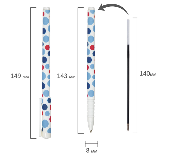 Ручка шариковая Brauberg Soft Touch Grip «Dots» синий стержень, узел 0.7мм, линия письма 0.35мм
