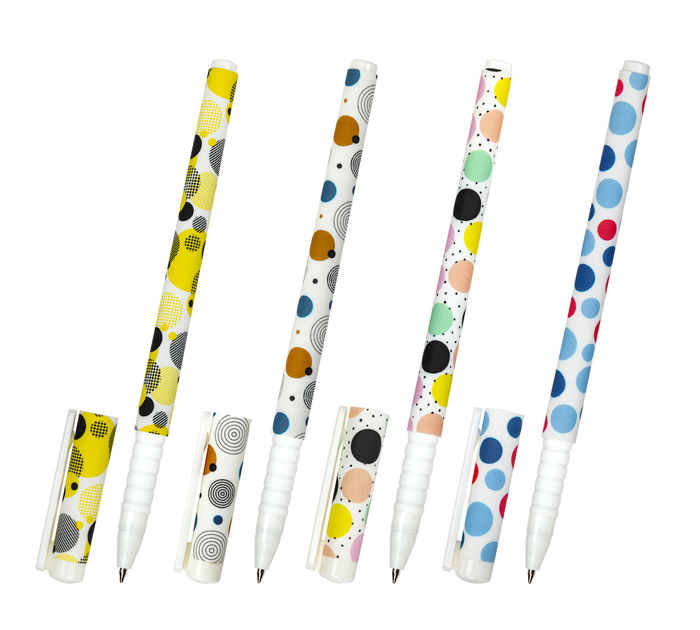 Ручка шариковая Brauberg Soft Touch Grip «Dots» синий стержень, узел 0.7мм, линия письма 0.35мм