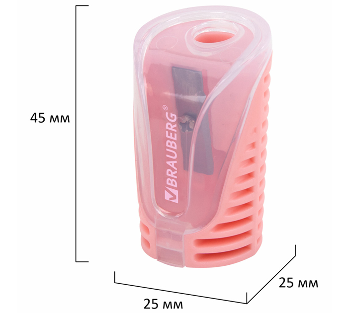 Точилка Brauberg «Cell Pastel» 1 отверстие, с контейнером, ассорти