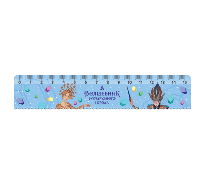 Линейка Мульти-Пульти «Волшебник Изумрудного города» пластиковая, с рисунком, 15см
