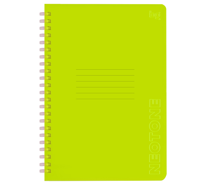 Тетрадь А5 48л клетка, на спирали, пластиковая обложка, BG «Neon. Yellow»