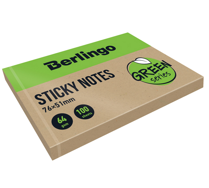 Стикеры Berlingo «Green Series» 76х51мм, крафт, 100л