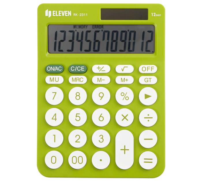 Калькулятор 12 разрядов Eleven салатовый, 143х192х26мм