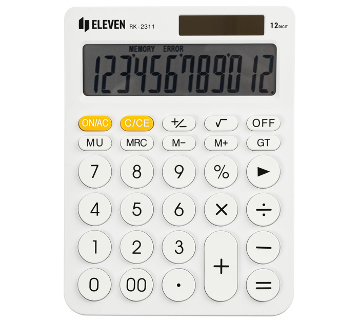 Калькулятор 12 разрядов Eleven белый, 143х192х26мм
