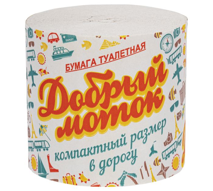 Туалетная бумага Добрый моток однослойная, 25м, 1 рулон, суперэконом, без втулки