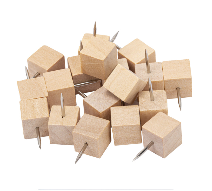 Кнопки силовые Brauberg «Wood» кубики, деревянные, 10мм, 50шт