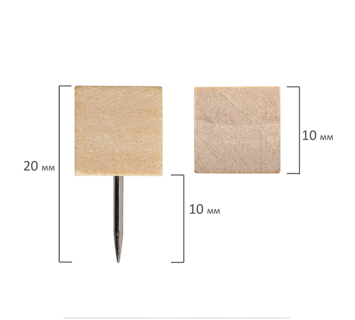 Кнопки силовые Brauberg «Wood» кубики, деревянные, 10мм, 50шт