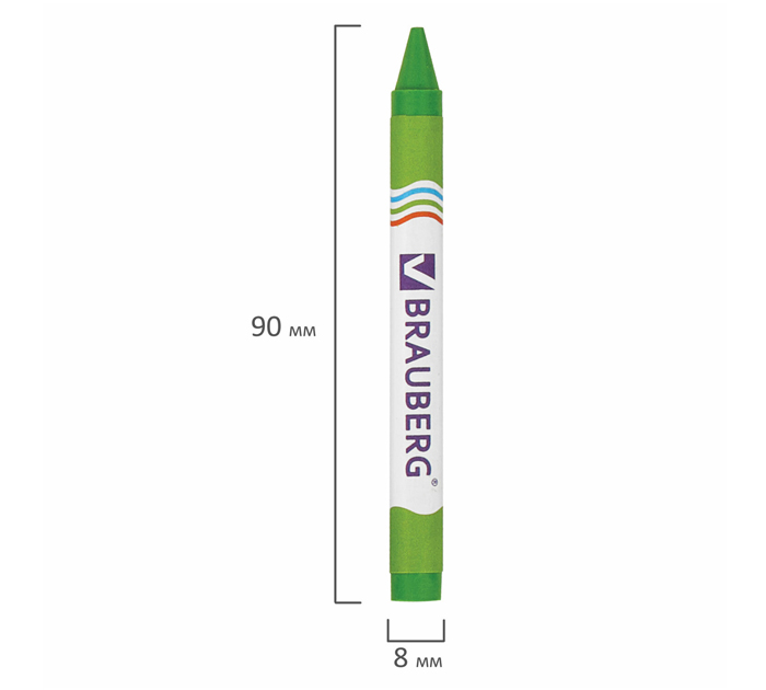 Мелки восковые Brauberg 24 цвета