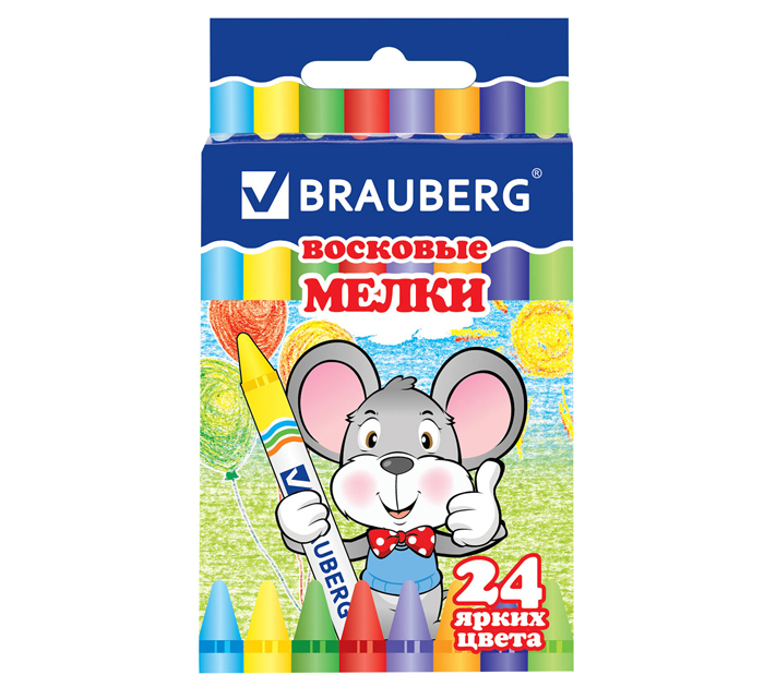 Мелки восковые Brauberg 24 цвета