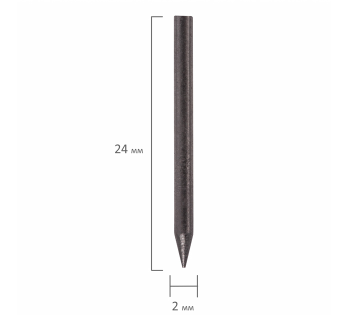 Грифель Brauberg для циркулей, 2мм, длина 24мм, HB, 12шт
