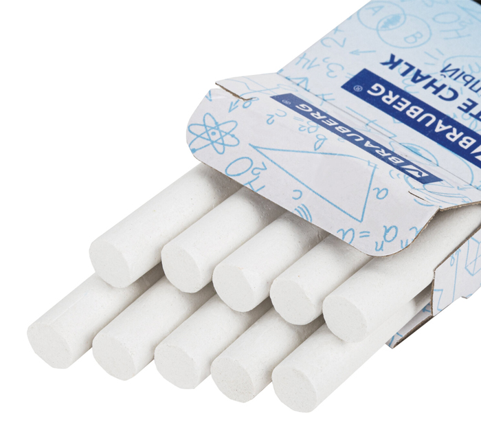 Мелки белые Brauberg мягкие, круглые, 10шт