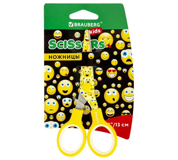 Ножницы Brauberg Kids «Смайлики» детские, 130мм