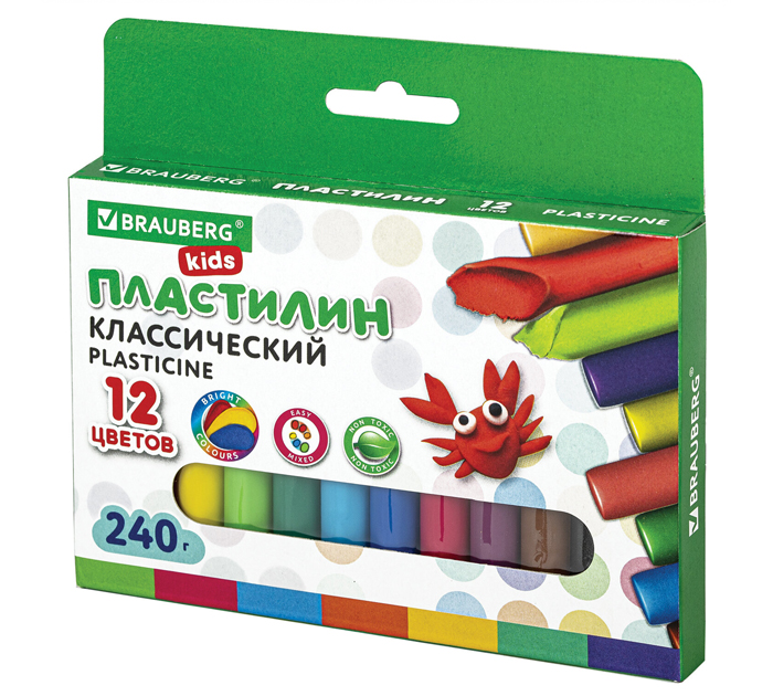 Пластилин Brauberg Kids «Классический» 24 цвета, 240г