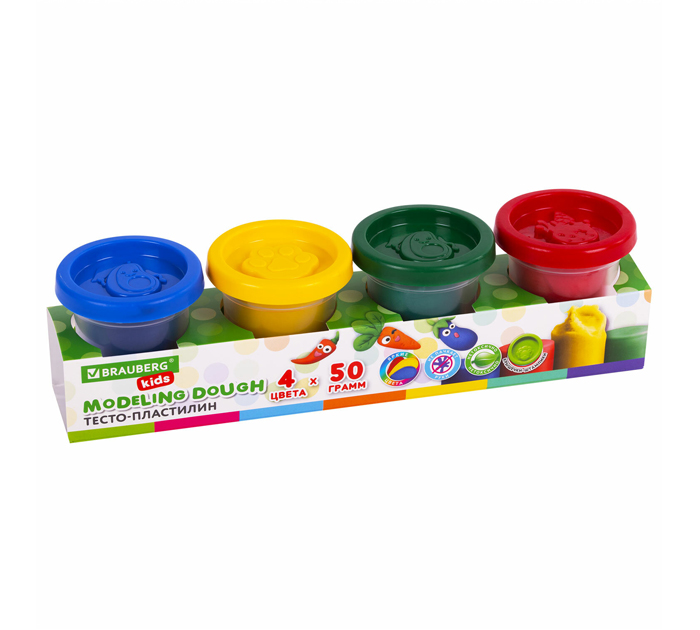Тесто для лепки Brauberg Kids 4цвета, 200г