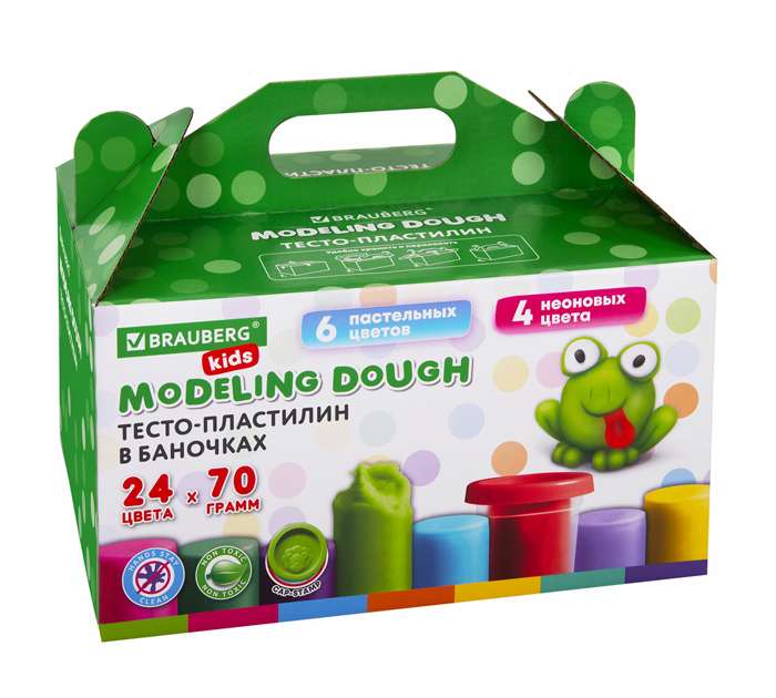 Тесто для лепки Brauberg Kids 24цвета, 1680г