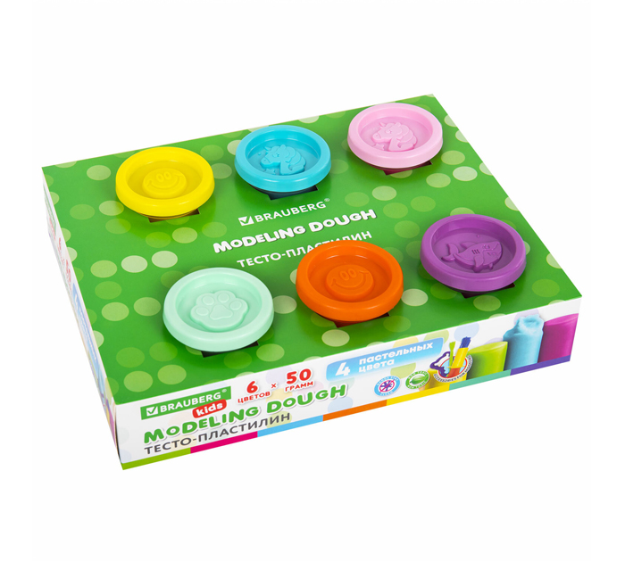 Тесто для лепки Brauberg Kids 6цветов, 300г