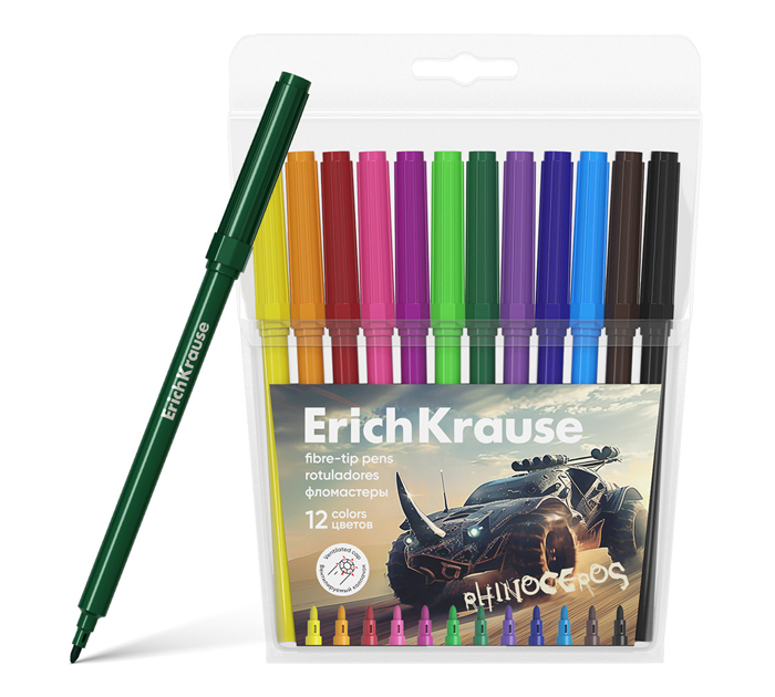 Фломастеры Erich Krause «Road Beast» 12 цветов