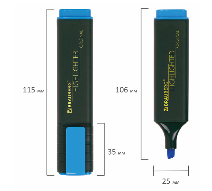 Маркер-текстовыделитель Brauberg «Original» голубой, 1-5мм