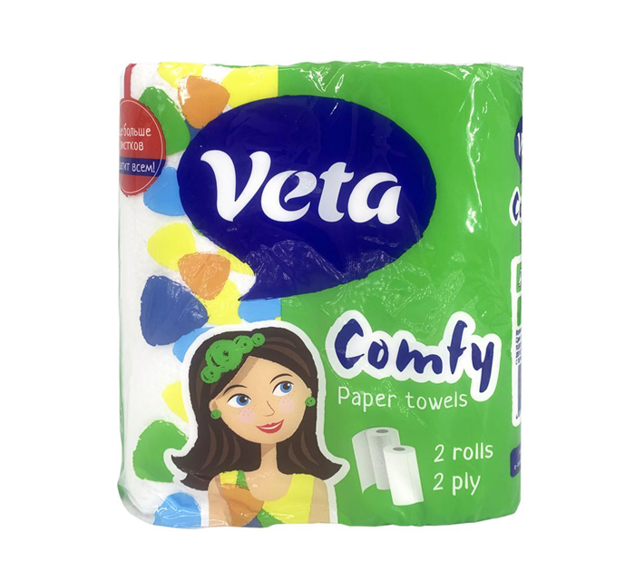 Полотенце бумажное Veta «Comfy» 2-х слойное, 2 рулона