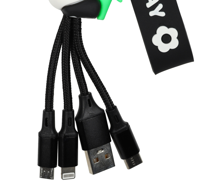 Брелок Кокос «Panda» +USB кабель, резиновый, 15см, черный/белый