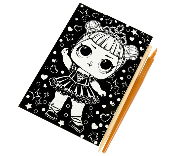 Гравюра Мульти Арт «Куколка-модница» 10х15см, с эффектом серебра