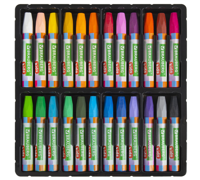 Мелки восковые Brauberg Kids 24 цвета, утолщенные