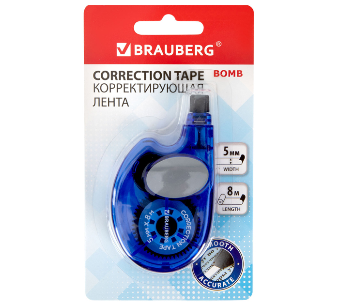 Корректор-лента Brauberg «BOMB» 5мм, 8м