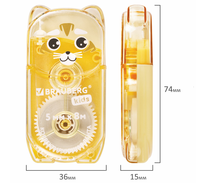 Корректор-лента Brauberg Kids «Зверята» 5мм, 8м