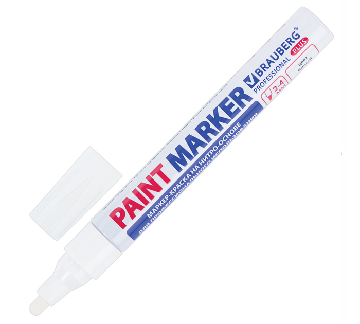 Маркер-краска Brauberg «Professional Plus» нитро-основа, 4мм, белый