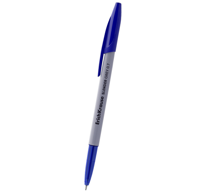 Ручка шариковая Erich Krause «Slender Stick Grey» Super Glide Technology, синий стержень, 0.7мм, линия письма 0.26мм