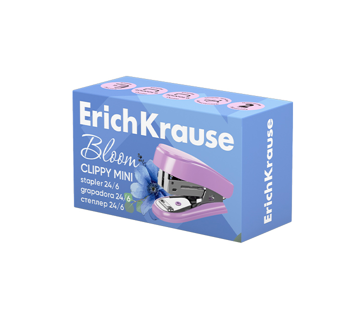 Степлер Erich Krause «Clippy Mini Pastel Bloom» мини, №24/6-26/6, на 15л, ассорти