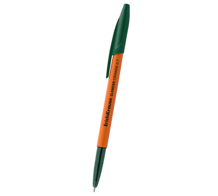 Ручка шариковая Erich Krause «Slender Stick Orange» Super Glide Technology, зеленый стержень, узел 0.7мм, линия письма 0.26мм