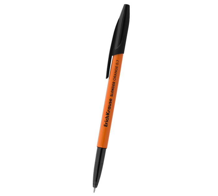 Ручка шариковая Erich Krause «Slender Stick Orange» Super Glide Technology, черный стержень, узел 0.7мм, линия письма 0.26мм
