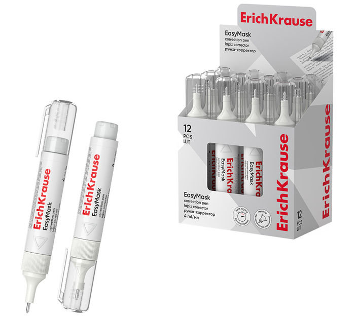 Корректор-ручка Erich Krause «EasyMask» металлический наконечник, 4мл