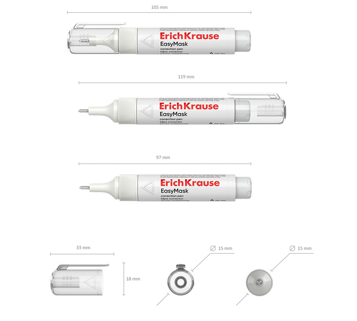 Корректор-ручка Erich Krause «EasyMask» металлический наконечник, 4мл