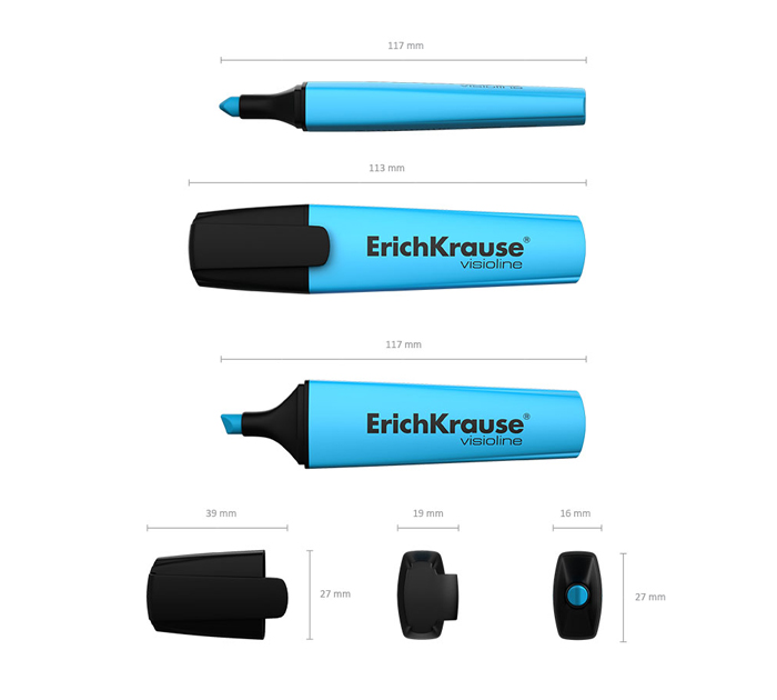 Маркер-текстовыделитель Erich Krause «Visioline V-12 Neon» голубой, 0.6-5мм