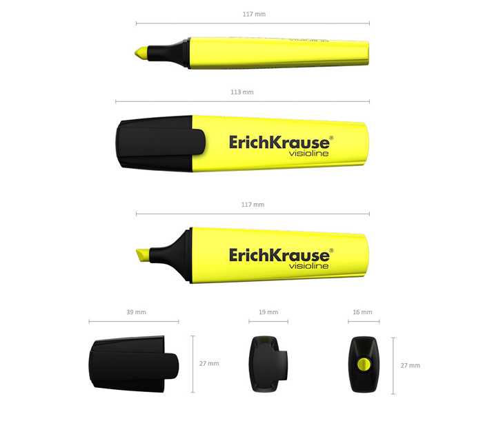 Маркер-текстовыделитель Erich Krause «Visioline V-12 Neon» желтый, 0.6-5мм