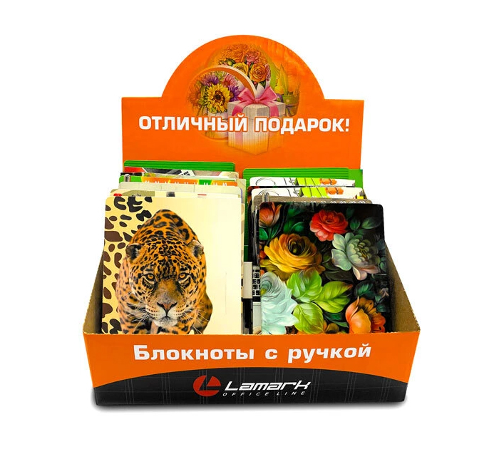 Блокнот А6 на спирали Lamark с ручкой, без линовки