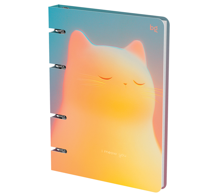 Тетрадь на кольцах  А5, 120л, клетка, BG «Meow»