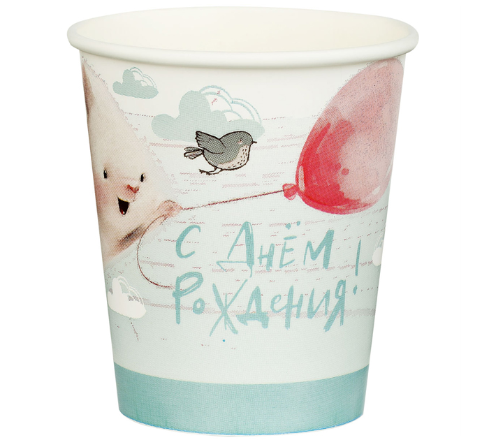 Стаканы бумажные праздничные Meshu «Сute bunny» 200мл, 6шт