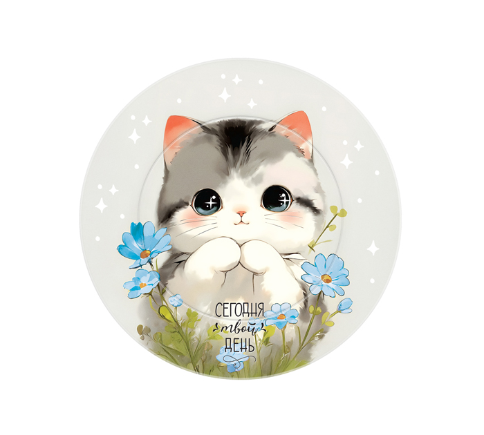 Тарелка бумажная праздничная Meshu «Cute cat» d180мм, 6шт. в упаковке