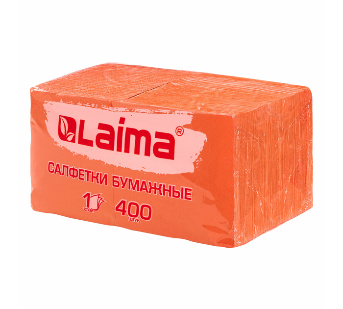 Салфетки бумажные Laima 24х24см, оранжевые, 400шт