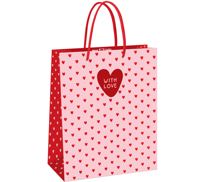 Пакет подарочный Meshu «Heart pattern» 26х32х12см