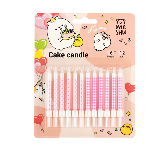 Набор свечей Meshu «Pink pattern» для торта, 6см, 12шт