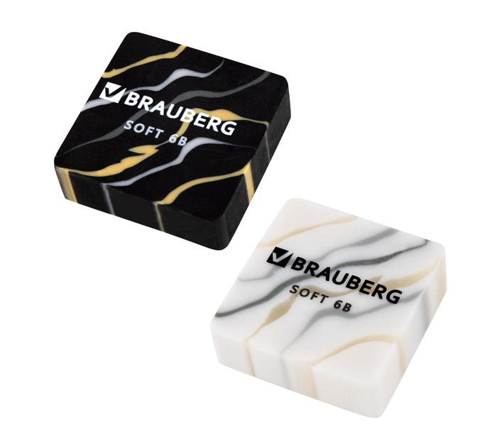 Ластик Brauberg «Marble» 34х34хх11мм, ассорти