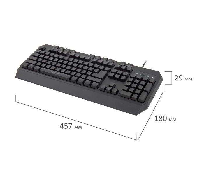 Клавиатура Sonnen «KB-7700» проводная USB, 104 клавиши + 10 программируемых клавиш, LED-подсветка, черная