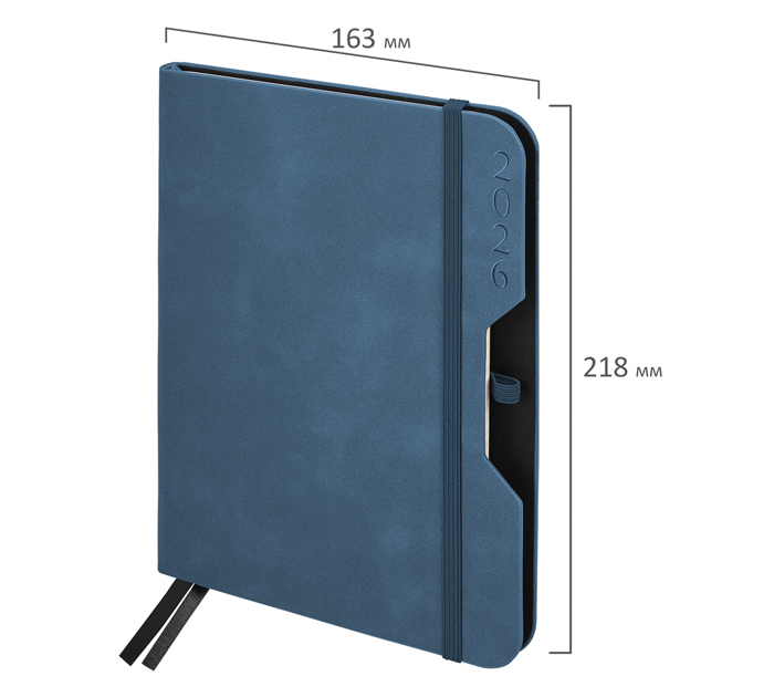 Ежедневник датированный Brauberg «Note» А5, синий, кожзам, 336 стр, 2026 год