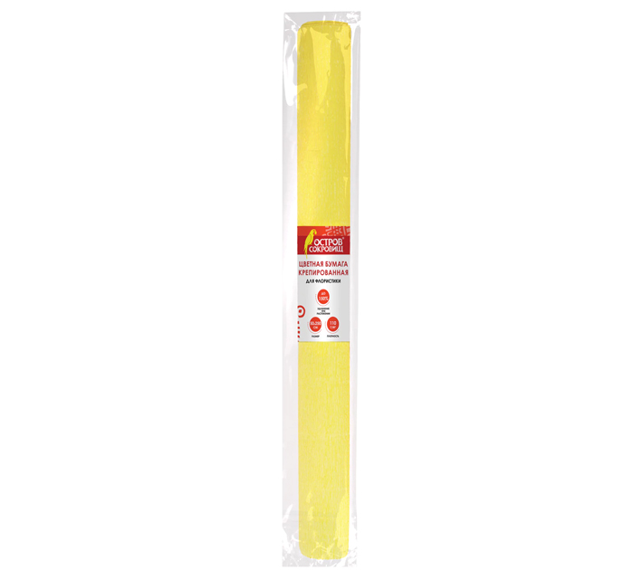 Бумага креповая Остров сокровищ 50х250мм, 110г/м² желтая