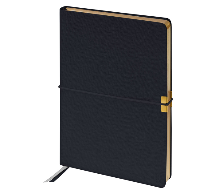 Ежедневник недатированный Berlingo «Casual Gold» А5, черный, золотой срез, кожзам, на резинке, 272стр